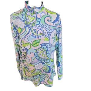 Cape Madras Womens Cotton Long Sleeve Quarter Zip Pull Over Shirt Medium